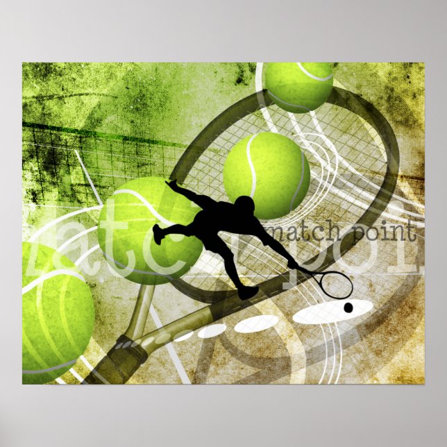 Poster joueur de tennis masculin "Match Point" (Devant)