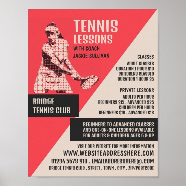 Poster Joueur de tennis Pictogram, Cours de tennis/Cours (Devant)