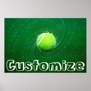 Poster Joueur de tennis Texte personnalisé tournoi balle 