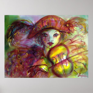 Poster JOUEUR DE VIOLON HARLEQUIN / Musique du Carnaval