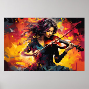 Poster Joueur de violon Peinture Art Décor Abstrait