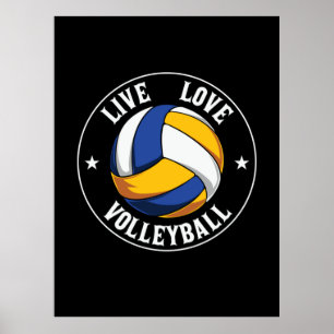Poster Joueur de volley-ball Live Love Volleyball