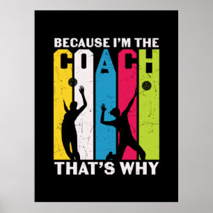 Poster Joueur de volley-ball Parce Que Je Suis L'Entraî