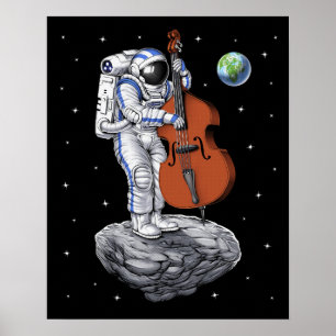 Poster Joueur double basse Astronaut