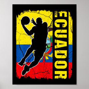 Poster Joueur équatorien de basket-ball Equateur Drapeau 