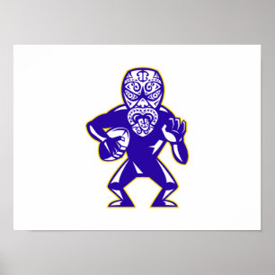 Poster Joueur Maori En Masque De Rugby Coureur Avec Fendi