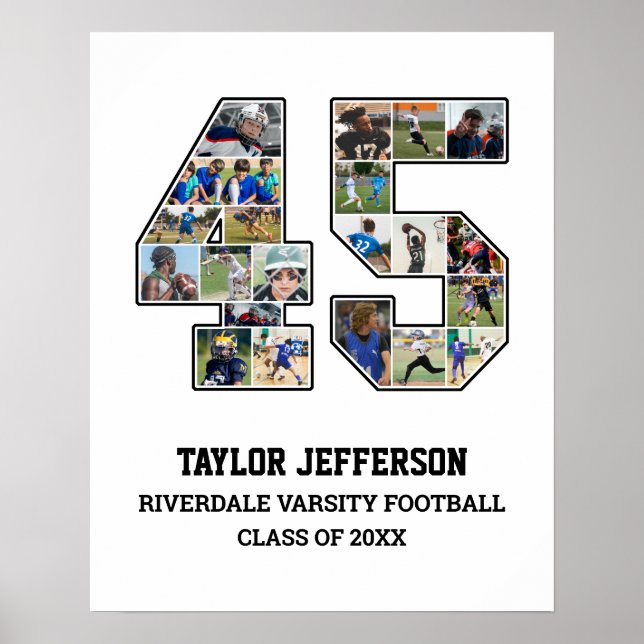 Poster Joueur Numéro 45 Équipe sportive senior Collage ph (Devant)