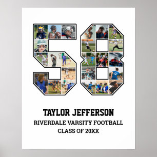 Poster Joueur Numéro 58 Équipe sportive senior Collage ph