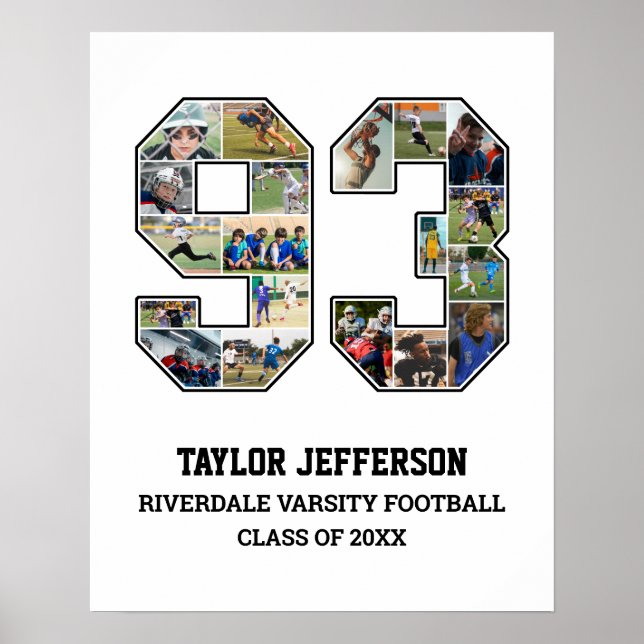 Poster Joueur Numéro 93 Équipe sportive senior Collage ph (Devant)