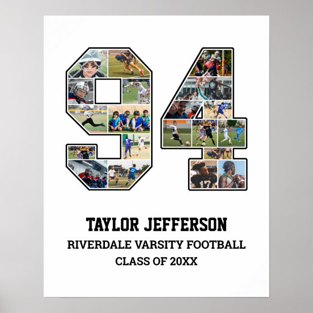 Poster Joueur Numéro 94 Équipe sportive senior Collage ph (Devant)