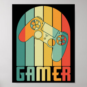 Poster Joueur Rétro Vintage Amoureux de Jeux Vidéo Drôle