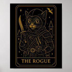 Poster Joueur Rpg Rogue D20 Dés Fou Geek Chat Hommes Femm
