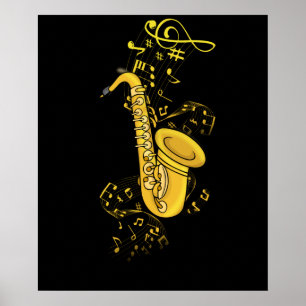 Poster Joueur saxophone Jazz Musique Cadeau Hommes Big Ba