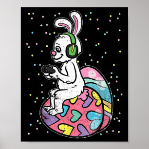 Poster Joueur Vidéo Lapin De Pâques Avec Contrôle