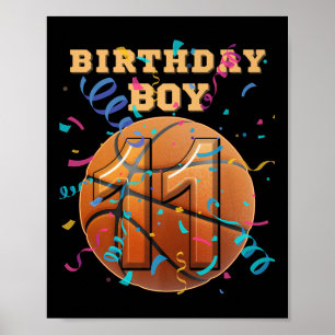 Poster Joueurs de basket-ball 11e anniversaire garçon 11 