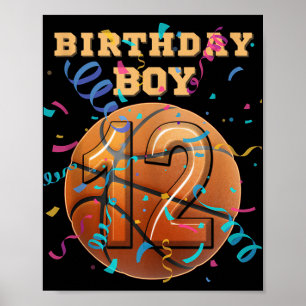 Poster Joueurs de basket-ball 12e anniversaire garçon 12