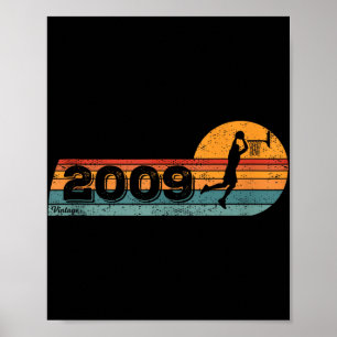 Poster Joueurs de basket-ball Vintage Né 2009 Anniversair