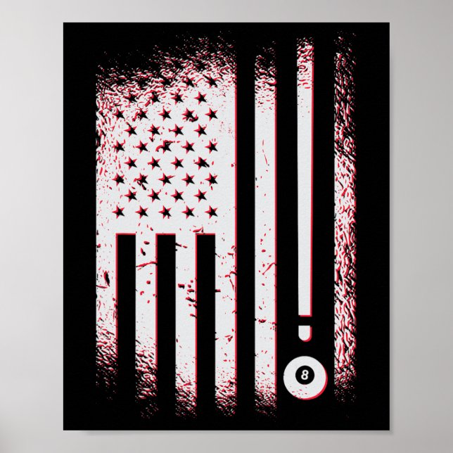 Poster Joueurs De Billard American Flag Usa Pool Et Billa (Devant)