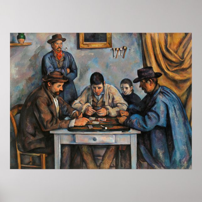 Poster Joueurs de cartes Paul Cezanne Peinture Art (Devant)