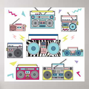 Poster Joueurs de Cassette rétro : 80s Art Vintage