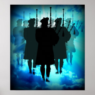 Poster Joueurs de cornemuse des Highlands, avec des dizai