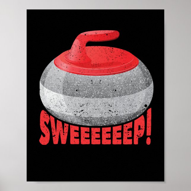 Poster Joueurs de curling Sweep Rock Stone Broom Winter (Devant)