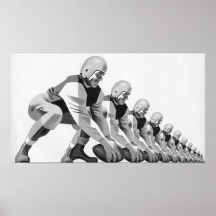 Poster Joueurs de football vintage, Quarterback