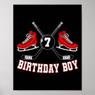 Poster Joueurs de hockey sur glace garçon d'anniversaire 