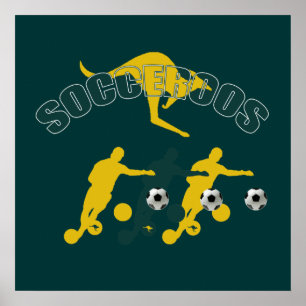 Poster Joueurs de soccer Socceroos Bend it Kangaroo cadea