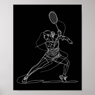 Poster Joueuse de badminton dessinant un jeu de volant po