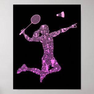 Poster Joueuse de badminton navette filles femmes 