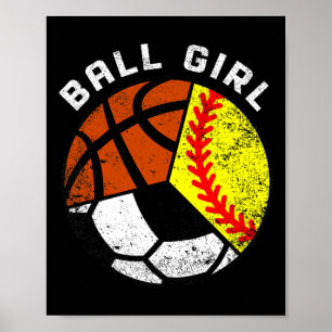 Poster Joueuse de balle Fun softball de football de baske