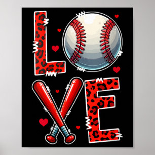 Poster Joueuse de baseball de l'équipe Valentines Day Co