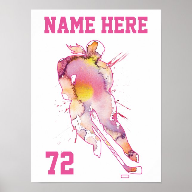 Poster Joueuse de hockey personnalisée Filles (Devant)