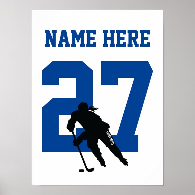 Poster Joueuse de hockey personnalisée pour femmes Numéro (Devant)