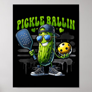 Poster Joueuse de pickleball drôle femme palette pickleba