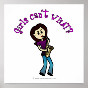 Poster Joueuse de saxophone féminine légère