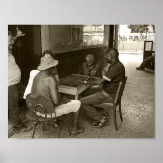 Poster Jouons à un domino