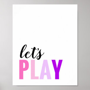 Poster Jouons dans la salle de jeux rose violet