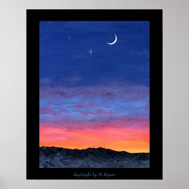 Poster jour2nuit coucher de soleil à crépuscule Peinture (Devant)