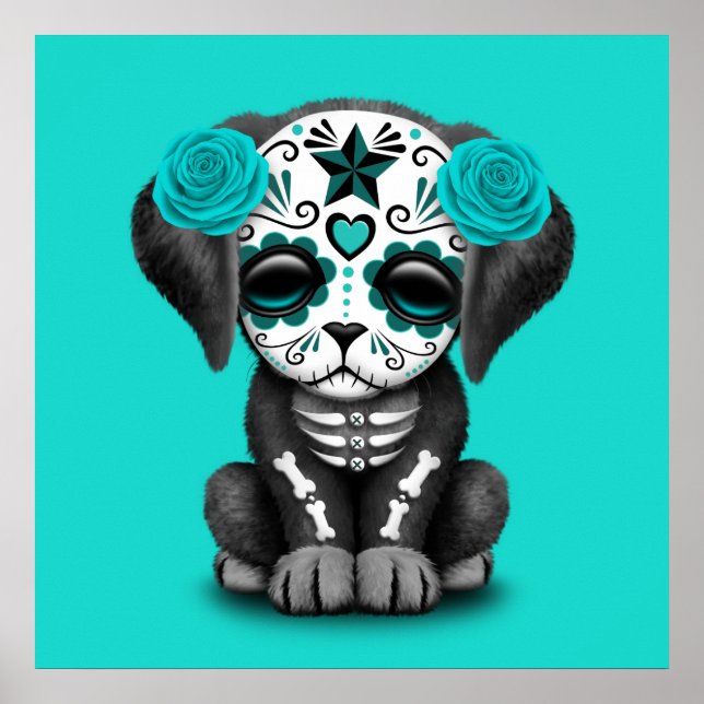 Poster Jour bleu du chien chiot mort (Devant)