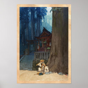 Poster Jour brumeux dans l'art de bois de graveur de