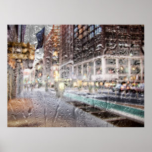 Poster Jour coloré de la pluie Abstrait NYC