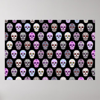 Poster Jour coloré du Motif crâne de sucre mort