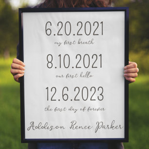 Poster Jour d'adoption Signer Dates importantes et nom de