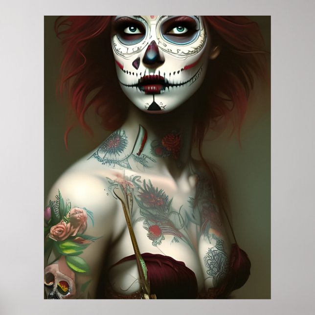 Poster Jour de la femme morte avec des tatouages (Devant)