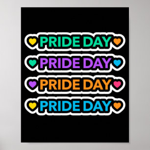 Poster Jour de la fierté. LGBT+Pride. Coeur arc en ciel.
