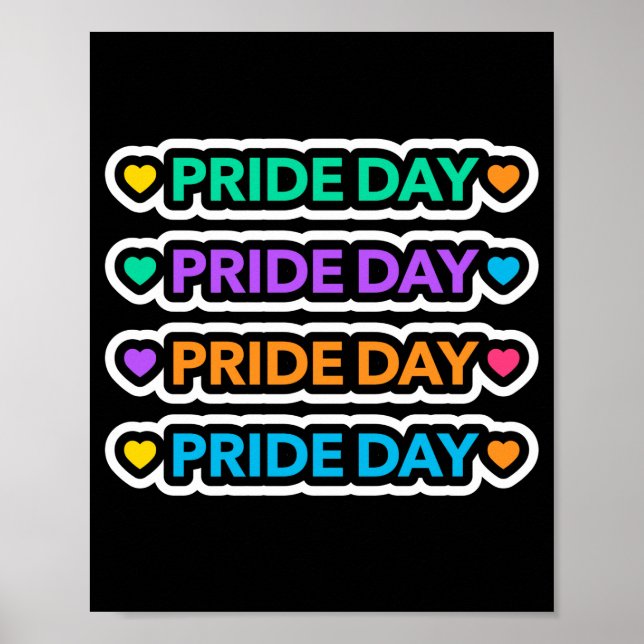 Poster Jour de la fierté. LGBT+Pride. Coeur arc en ciel. (Devant)