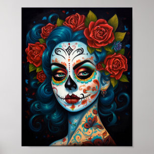 Poster Jour De La Fille Du Crâne Sucre Des Morts