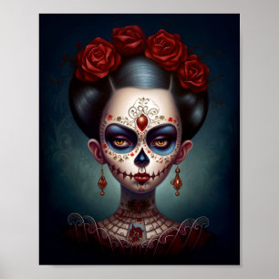 Poster Jour De La Fille Du Crâne Sucre Des Morts